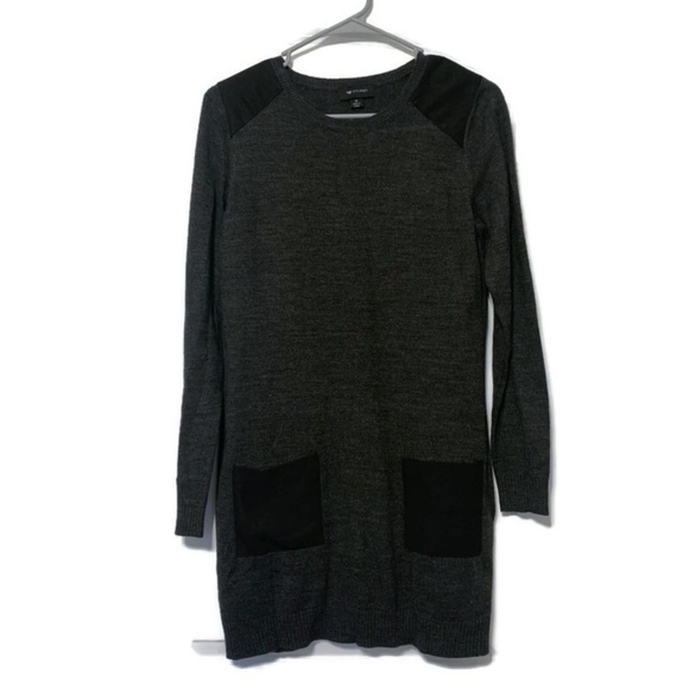 AB Studio Grey Knit Sweater Vest With Pockets